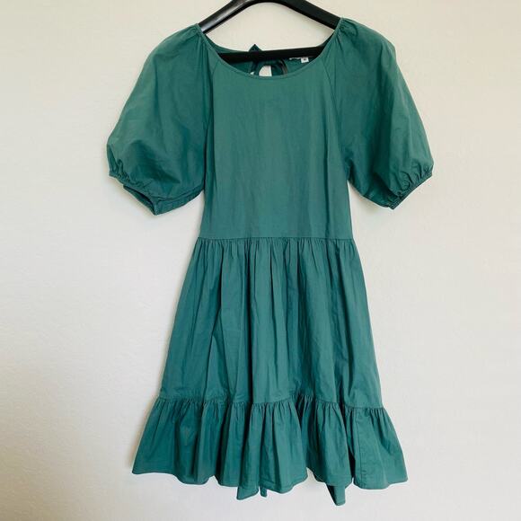 Peter‎ Som Green Puff Sleeve Tiered Mini Dress 10 - Picture 3 of 9